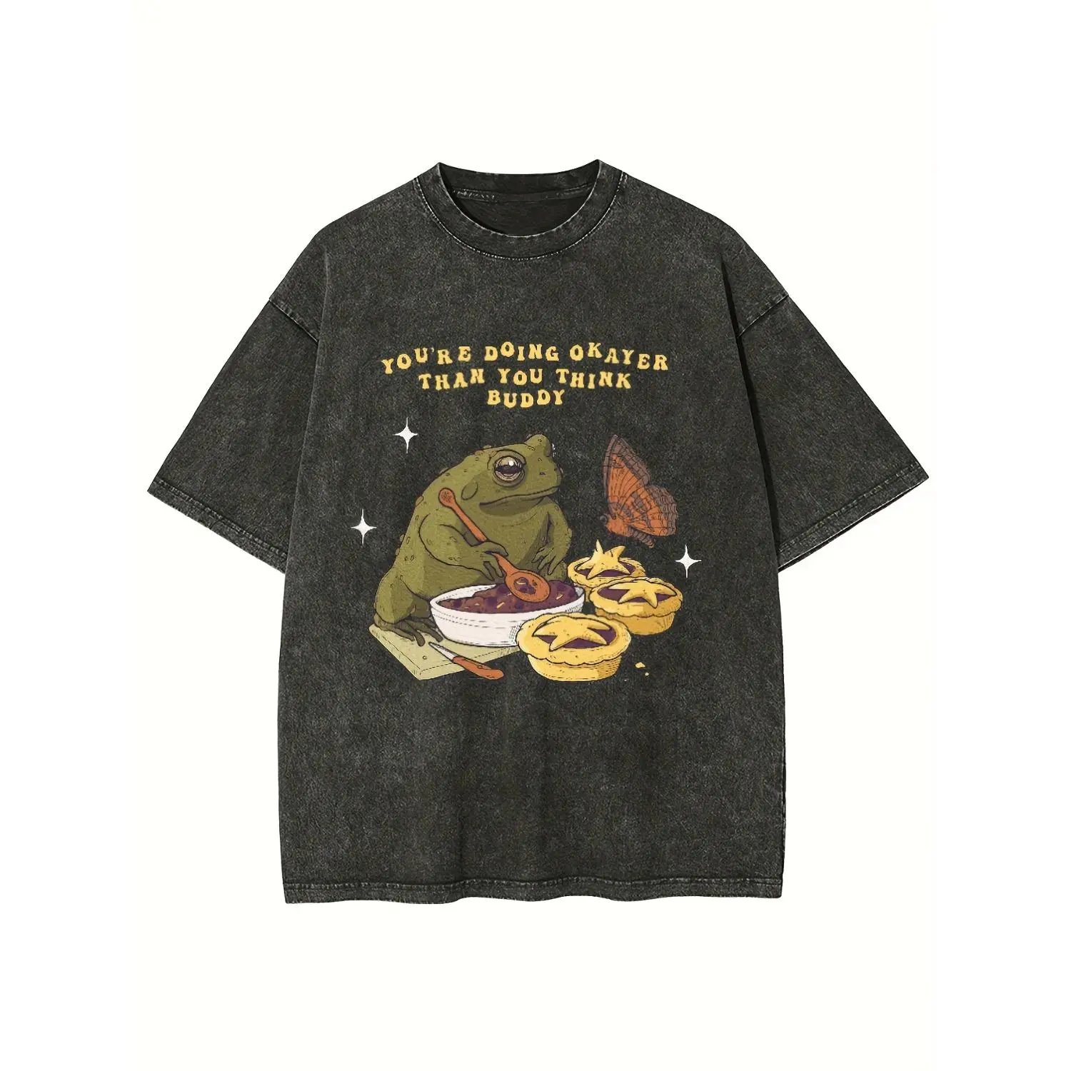 You're doing better than you think buddy oversized acid washed tee with graphic print for couples and adults casual daily wear