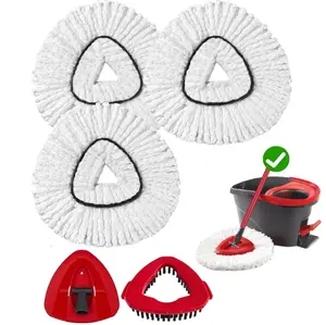 (ONLY Fit 1-TNAK) 3 Pack Spin Mop Heads ReplacementCompatible with O Cedar RinseClean 2 Tank, (No Bucket)Upgraded Scrub Brush and 1 Base(Hide inside) Combo Set, Microfiber Replace Head Refill