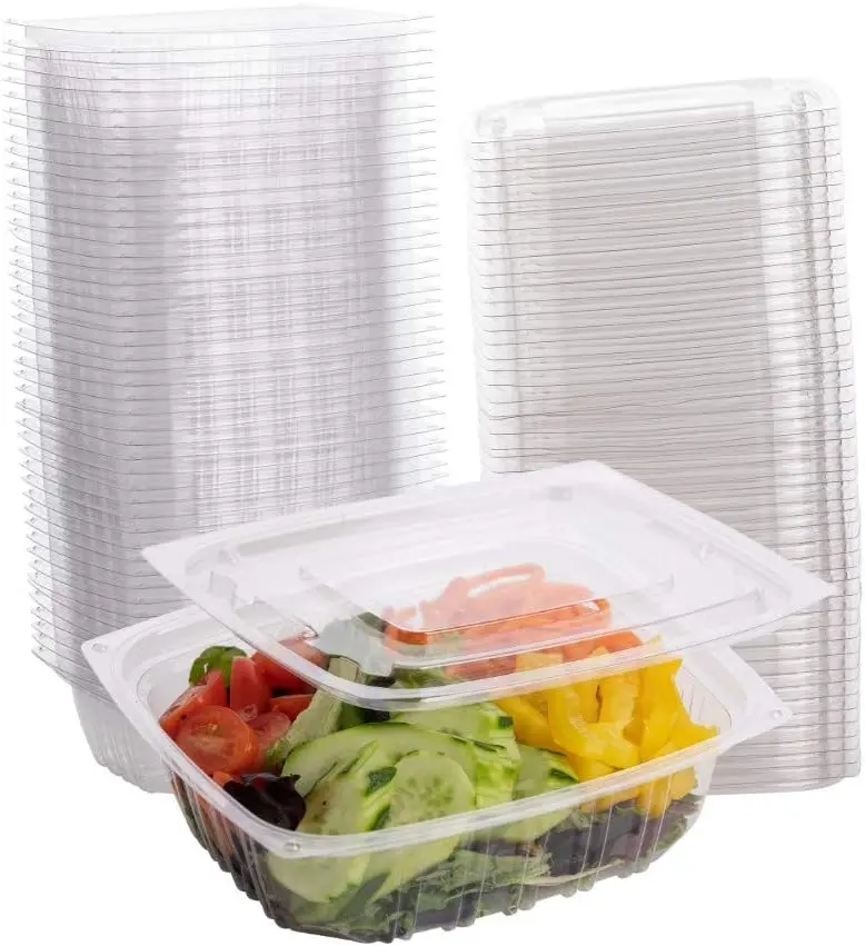 Plastic Deli Containers Square Clear Food Storage with Lids 64 Count Salad Containers