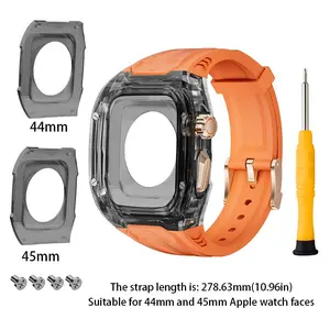 Transparent Modification Kit for Apple Watch Ultra 3 49mm, PC+tpu Strap for Iwatch Series 9 8 7 6 5 4 Se3, 44mm 45mm Compatibility, Smart Watch Accessories, Watch Straps, Smartwatch Accessories