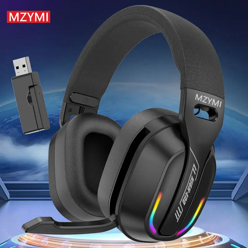 MZYMI  2.4GHz/Wireless Gaming Headset for PlayStation 5 4, Gamer Headphones with Detachable Microphone for PS5, PS4, PC, Switch, Ultra-low Latency, 25 Hours Playtime