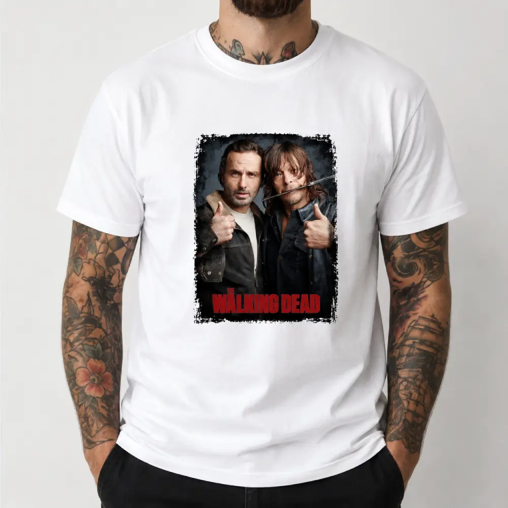 The Walking Dead Rick and Daryl T-Shirt- Andrew Lincoln & Norman Reedusfor Men and Women Tshirt Shortsleeve Menswear