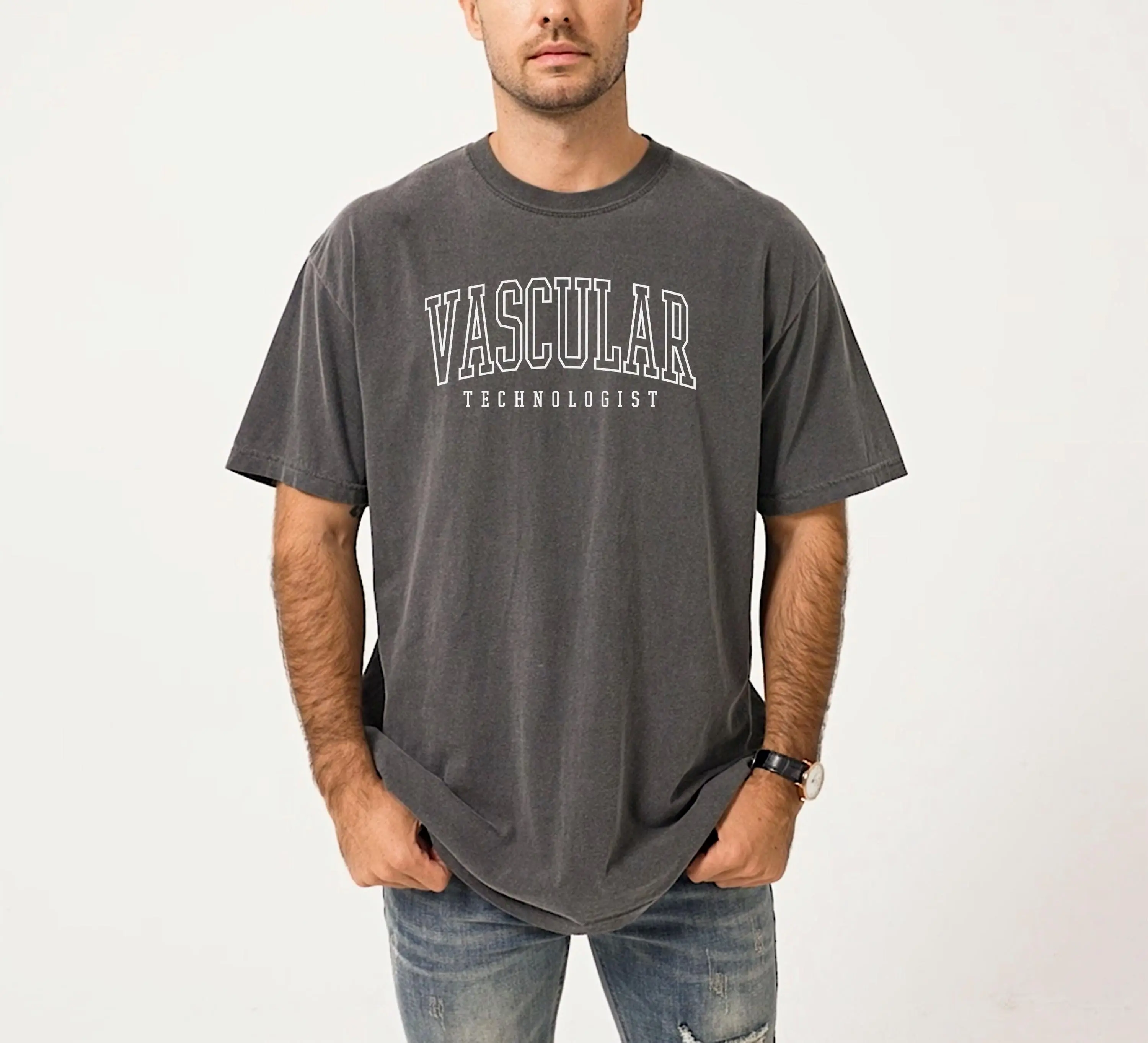 Comfort Colors Vascular Technologist Shirt, Vascular Sonographer, Sonography Student, Ultrasound Tech Gift Cotton Fabric Classic Menswear