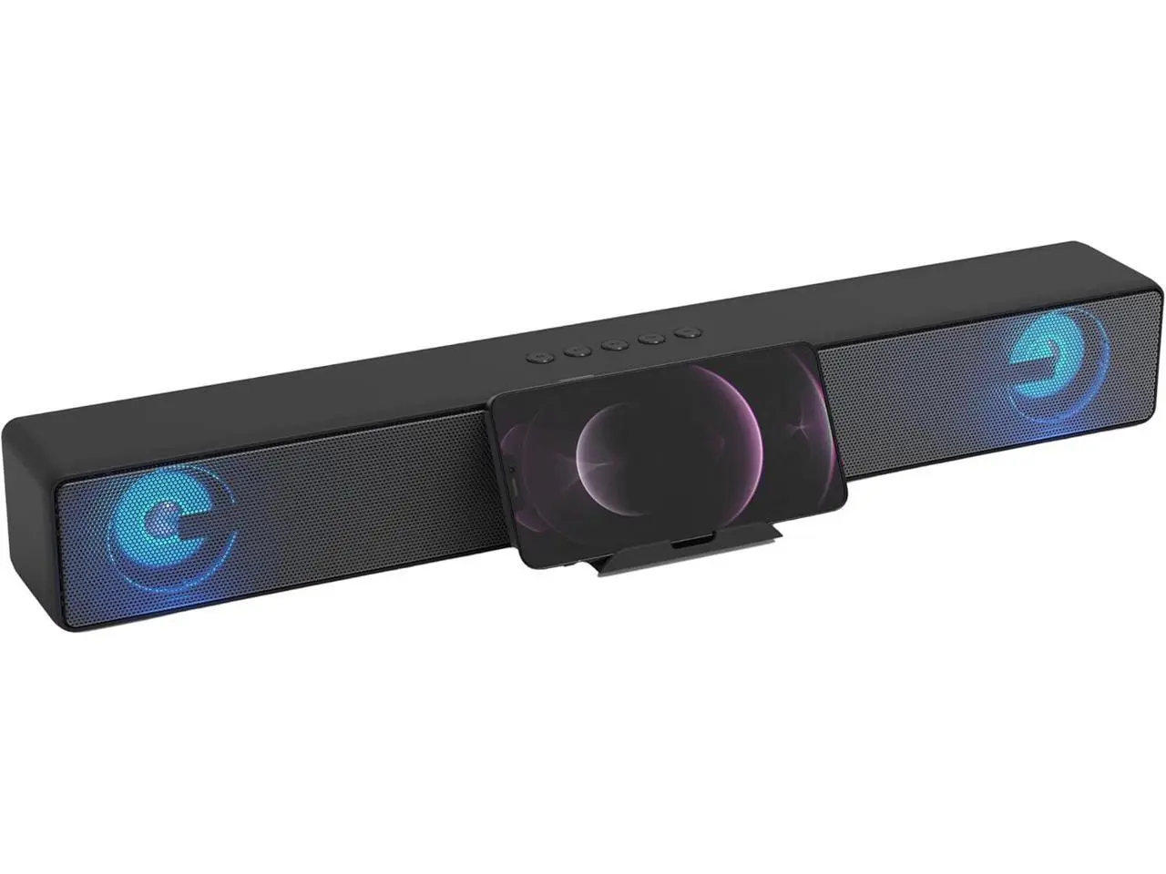 Supersonic SC-1423SB Bluetooth Rechargeable TV Soundbar RGB LED, FM Radio, HDMI ARC, AUX, USB, Micro SD, Built-in Mic, Phone Stand