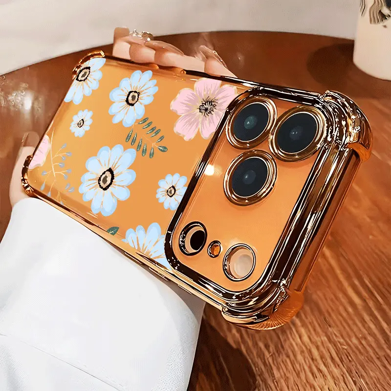 Pastel Petals Phone Case for iPhone 17 Air 16 Pro Max 15 Plus 14 13 12 11 X XS Full Body Protection Shockproof Soft Silicone Cover Four-corner Thickened