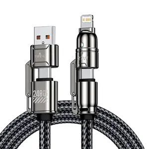 4-In-1 Phone Charging Cable, 2-To-2 USB PD to Type-C/iOS Interface Data Line, 1.8m Long Mobile Charging Data Cable