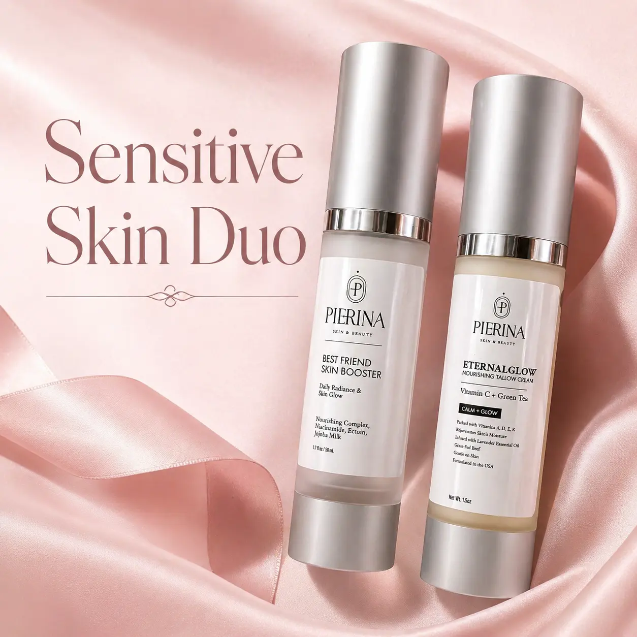 Even Skin DUO by Pierina - Best Friend Skin Booster & EternalGlow Cream for Sensitive Skin with 3% Niacinamide & Green Tea Antioxidants