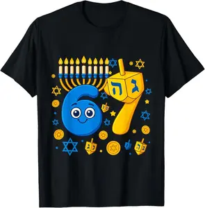 100% Cotton 67 Hanukkah Funny Jewish Chanukah 67 Menorah Dreidel Meme T-Shirt