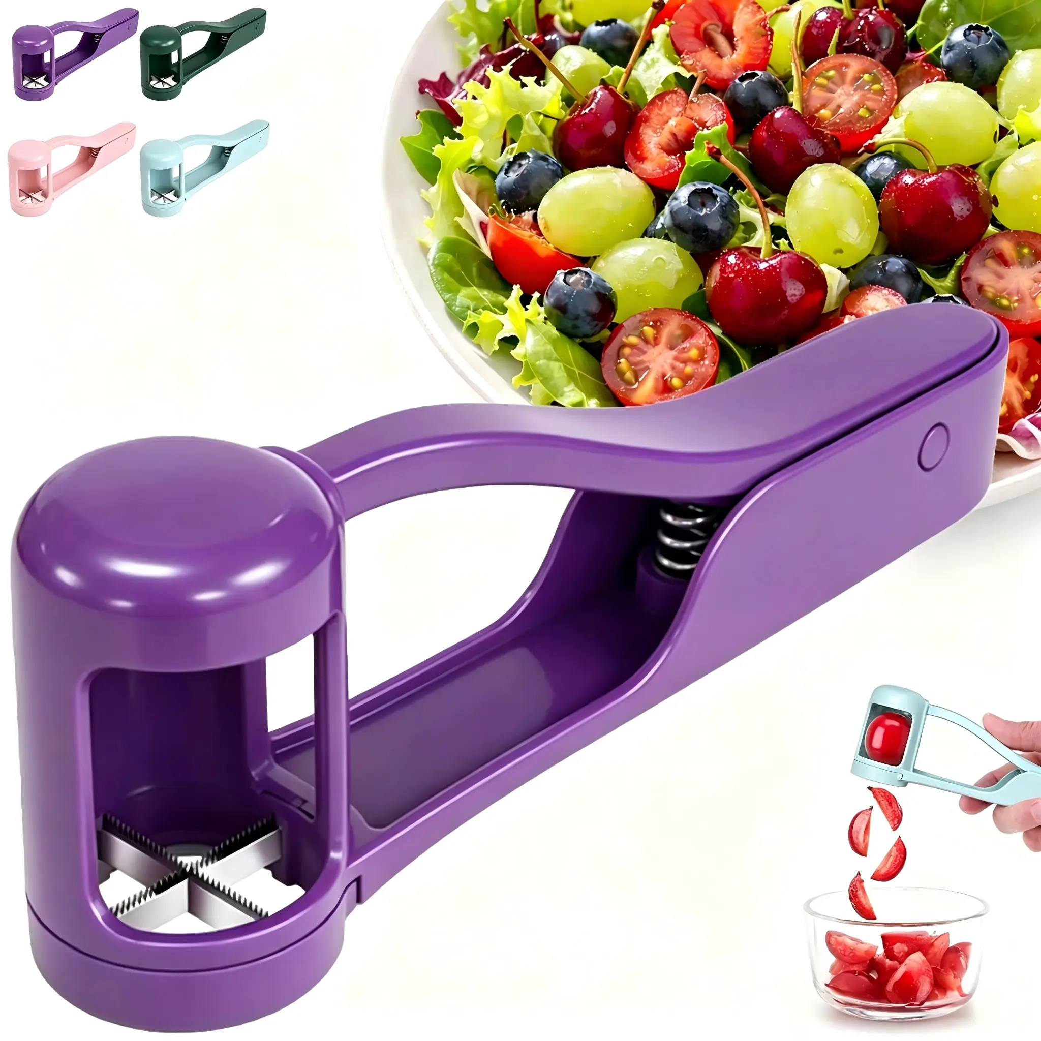 Grape Cutter for Toddlers 1-3 - Stainless Steel Baby Fruit Slicer Safe & Easy Grape, Cherry Tomato, Strawberry, Blueberry Cutter - Lightweight Kitchen Gadget for Fruit Salad & Cake Decor