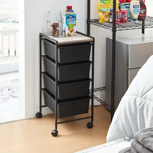 Storage Carts - 4 Drawer Woodtop Shelf