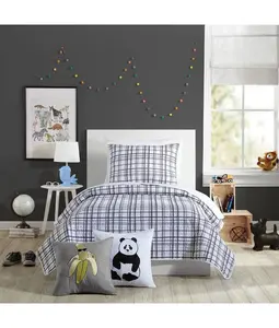 2Pc Twin Marquis Reversible Kids' Quilt Set Charcoal - Urban Playground: Boys Bedding, Classic Plaid, Twin Bedding Set