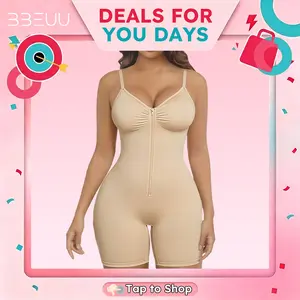 BBEUU Women's Seamless Bodysuit – Lift Bust, Tummy & Hip Shaper, Open Crotch + Front Zipper for Easy Wear & Toilet Access, Adjustable Straps, Breathable All-Day Comfort Shapewear