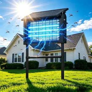 Solar Bug Zapper Outdoor Waterproof Electric Mosquito,Fly Zapper with Smart Light Sensor Rechargeable Solar Powered Trap for Patio,Backyard,Garden,Camping & Indoor Use