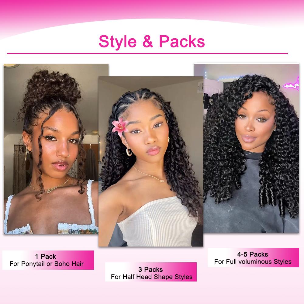 Asakiss Human Hair Feather Crochet Extensions - Burmese Curly, Knotless Water Wave, Pre-Separated for Boho Braids & Hair Braids, 4-5 Packs (48-52g/Pack) for Full Head, Glueless Lightweight Time-Saving Protective Styles with Curled Waves