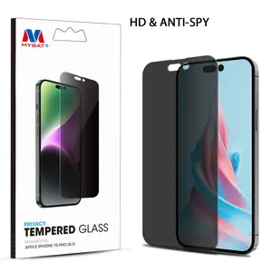 For iPhone 15/14/13/12 Pro Max Plus - Privacy Tempered Glass Screen Protector 2.5D Black