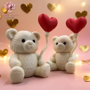 Handheld Heart Balloon Teddy Bear Decoration, Collectible Figurine, Home Room Bookshelf Decor, Desktop Ornament, Cute Art Sculpture