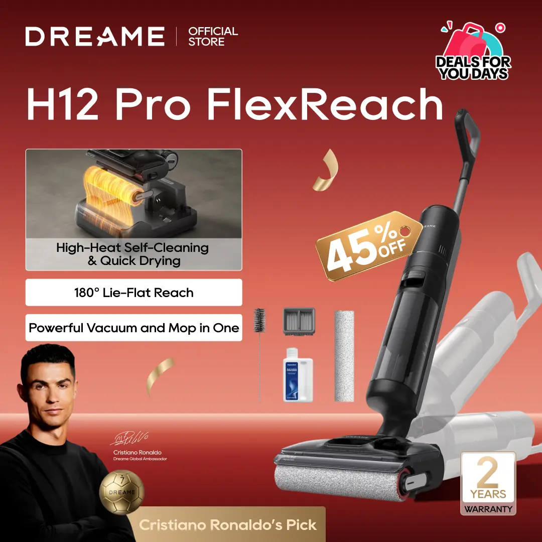 【LIVE】DREAME H12 Pro FlexReach Wet Dry Vacuum Cleaner, 0 Tangle Cordless Vacuum Mop All-in-One for Hard Floors, 180° Lie-Flat Floor Cleaner Machine with 194°F Hot Self-Cleaning, 50Mins Runtime【LIVE】