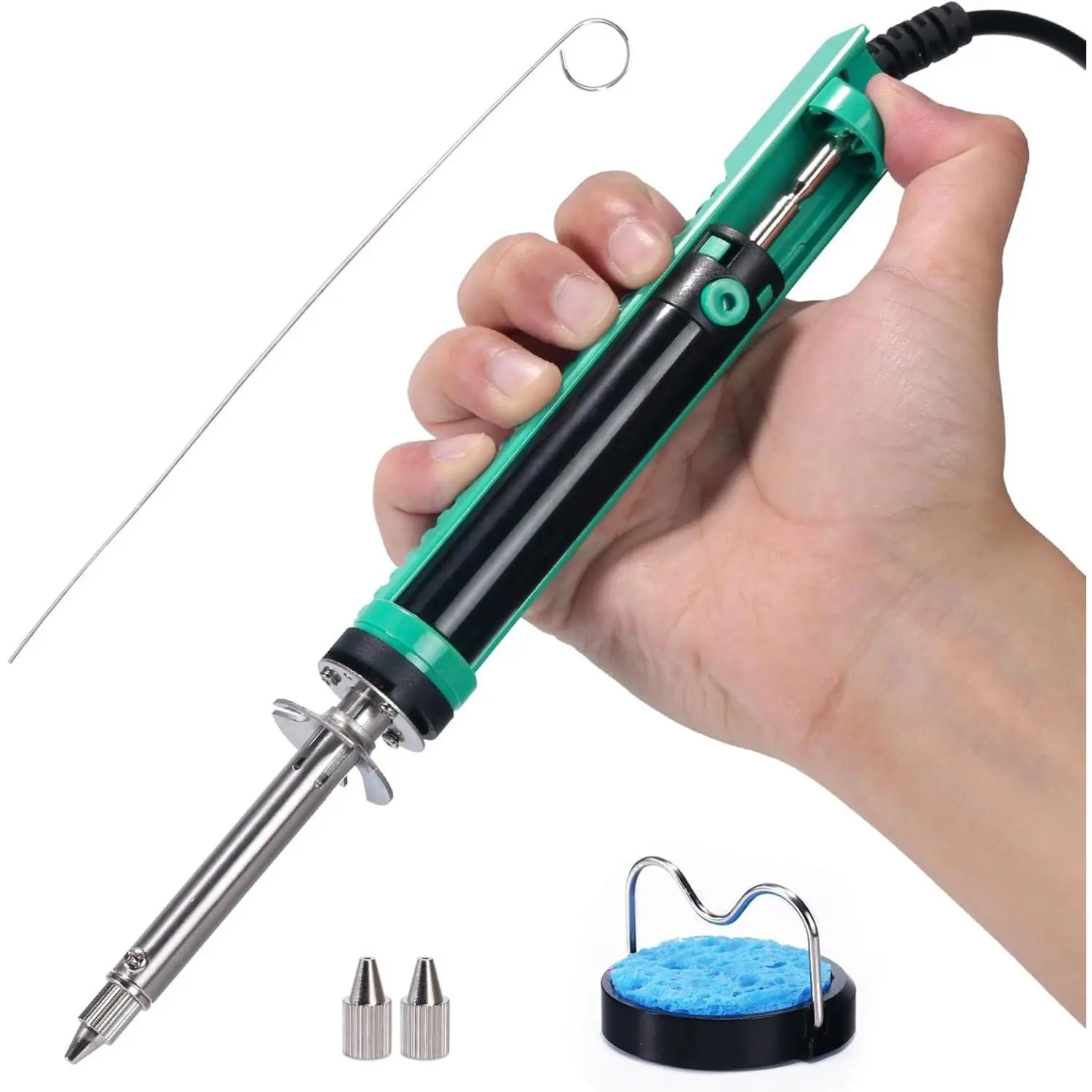 929D-V Electric Desoldering Soldering Iron Solder Sucker Desoldering Pump with Shorter  Handle and Desoldering Nozzles 1.0mm 1.2mm for Through-Hole Desoldering
