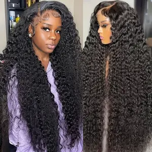 Tuneful Jerry Curly Wave Lace Front Wigs Human Hair 180% Density 13x6 HD Transparent Lace Frontal Wigs Human Hair For Women Deep Curly Lace Frontal Wigs Human Hair Pre Plucked Natural Color SummerVibes