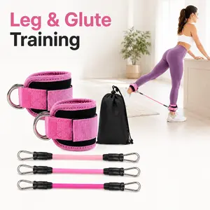 5-Pack Ankle Resistance Bands Set with Padded Adjustable Straps and Carry Bag for Gym & Home Leg and Glute Workouts