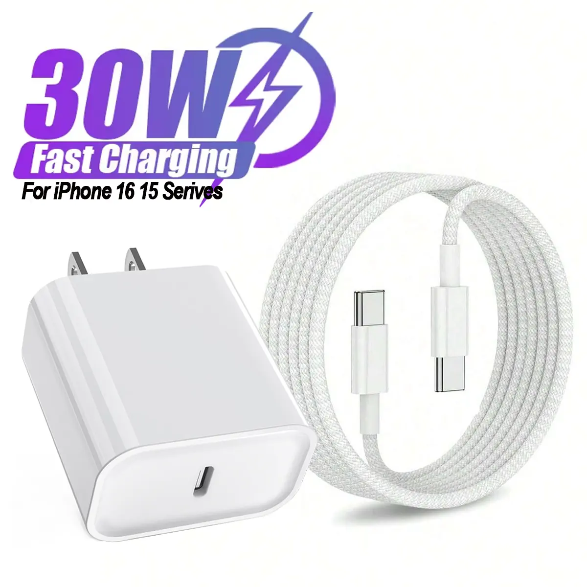 Lurvia Mobile Electronic Charging Protection Kit - 30W Super Fast USB-C Wall Charger, 3.3Ft Braided Type-C Data Cable, 360-Adjustable Wireless Magnetic Mount Stand, Shockproof Case, Lens Protector for iPhone 16/15 Pro Max Plus, iPad, Super Fast Charger