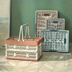 Foldable Handheld Shopping Basket, Portable Picnic Basket, Picnic Essentials, Fruit Basket, Vegetable Basket, Storage Basket, Multipurpose Basket, Collapsible Baskets, Halloween, Thanksgiving, Easter