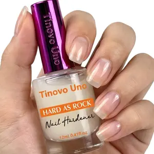 Tinovo Uno New Arrival 12ml HARD AS ROCK Nail Hardener Treatment, Quick Natural Air Drying, Nail Strengthener to Strengthens Soft, Brittle,Broken and Thin Nails, Nail Care Oil, Nail Top Coat Gel, Non-Toxic Formula.High Glossy Shine, Special Brand Logo Lid