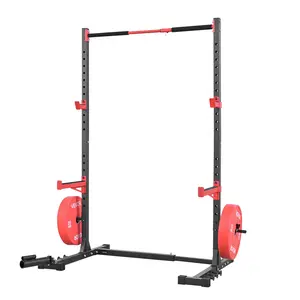 Power Cage Rack, Multifunctional Squat Rack for Home Gym, Width-Adjustable Workout Strength Training Equipment with 6 Band Pegs, Landmine Attachment & Safety Bars for Bench Press Squats Pull-Up