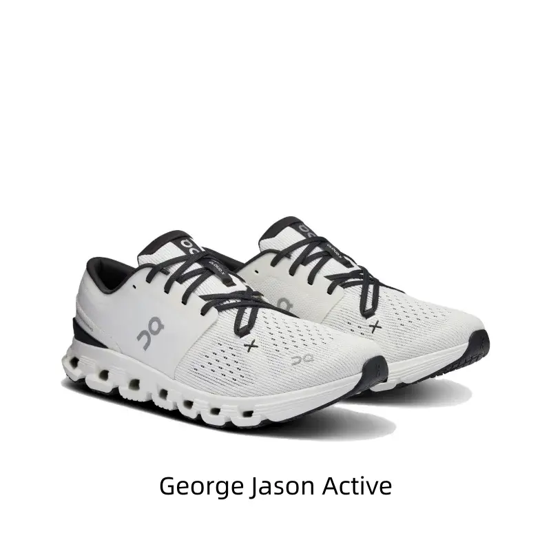 Unisex White & Black Contrast Sneakers Perforated Mesh Hollow Cutout Thick Sole Shock Absorbing Daily Jogging Walking Shoes