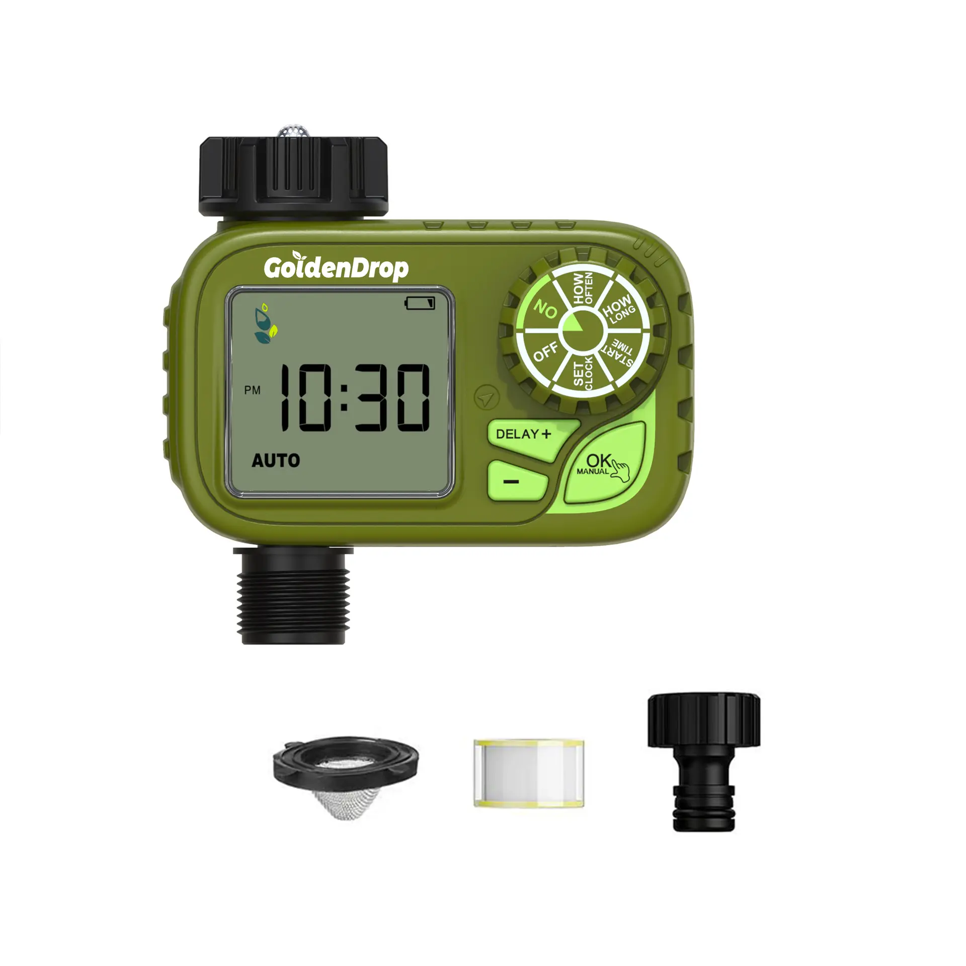 Goldendrop Sprinker Timer, IPX6 Waterproof Water Timer, Water Hose Timer with Large LCD Screen Automatic Watering for Garden,Lawn, Yard（Batteries are not included） Adjustable Sprinkler