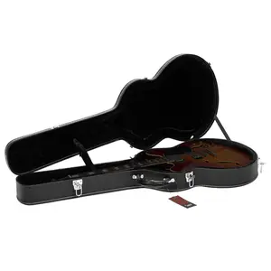 High-End Fine-Grain PU Leather Hard Case for Gjazz 335 Electric Guitar with Lockable Wood Interior Sturdy Chrome Latches Large Storage Compartment Black Microgroove Bulge Surface 45.7 x 17.9 x 5.5"