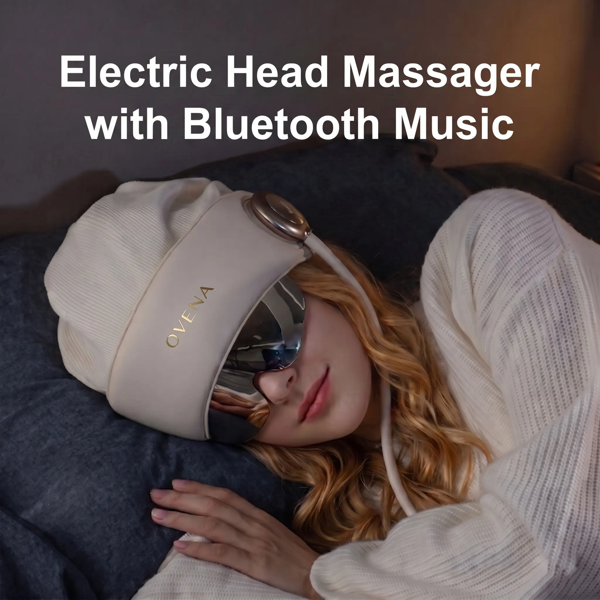OVENA Wireless Head Soother with Heat for Migraine Relief - Portable 360° Silicone Airbag Relaxation Aid with Bluetooth Music, Beauty & Personal Care Device, Beauty Products