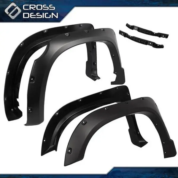 CROSSDESIGN 4PC Pocket Rivet Style Fender Flares, Automotive Car Accessories for 2014-2021 Toyota Tundra Truck, Compatible with 2015-2017 Models