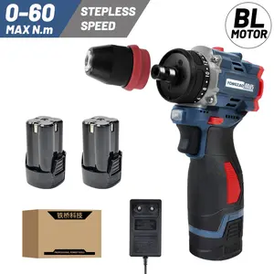 16.8V/21V Cordless 2in1 Electric Screwdriver Drill Brushless Motor 0-60Nm Rechargeable Multifunction Screw Driver Impact Drill