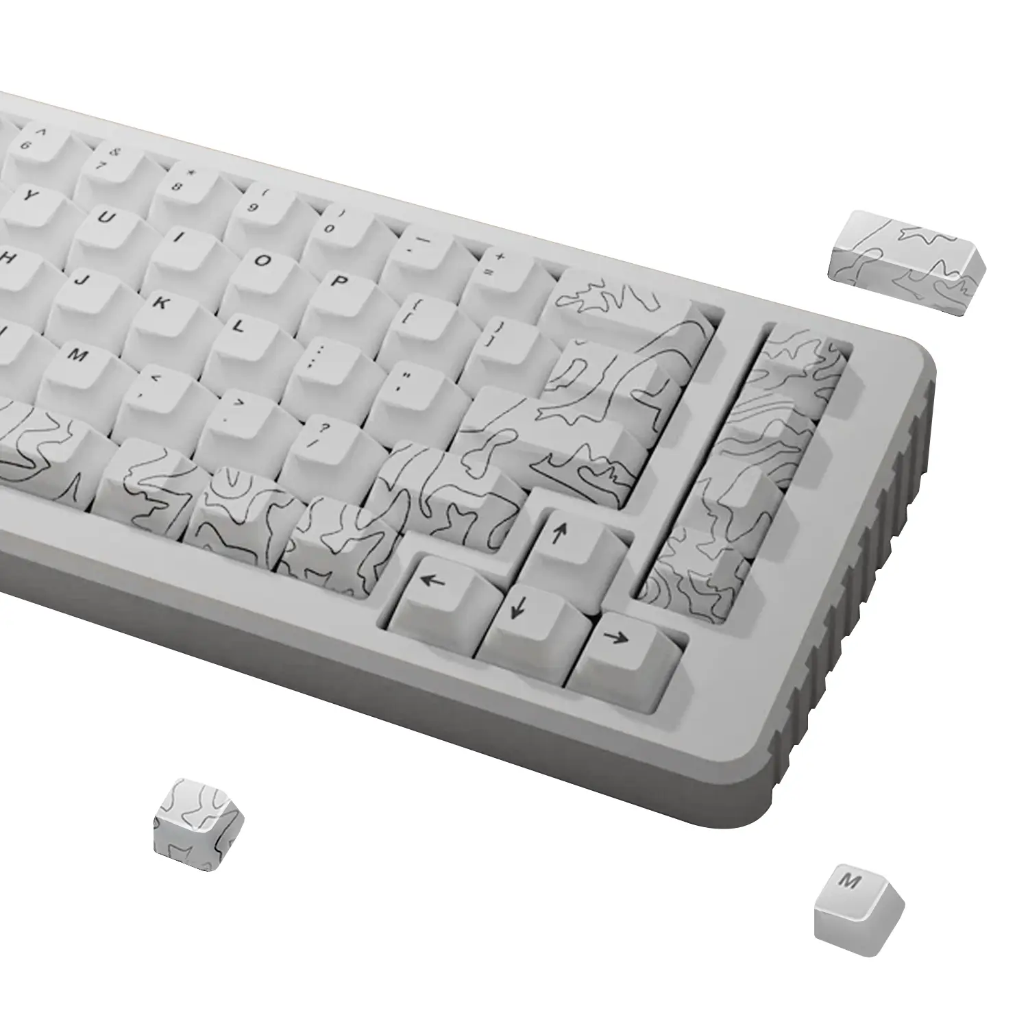 White Topo Canyon Keycaps | 164 Keycaps Set | 60%-100% Keyboard Layouts | Premium Dye Sub PBT | 1.7mm Thick Keycaps | Cherry Profile | MX Switch Compatible