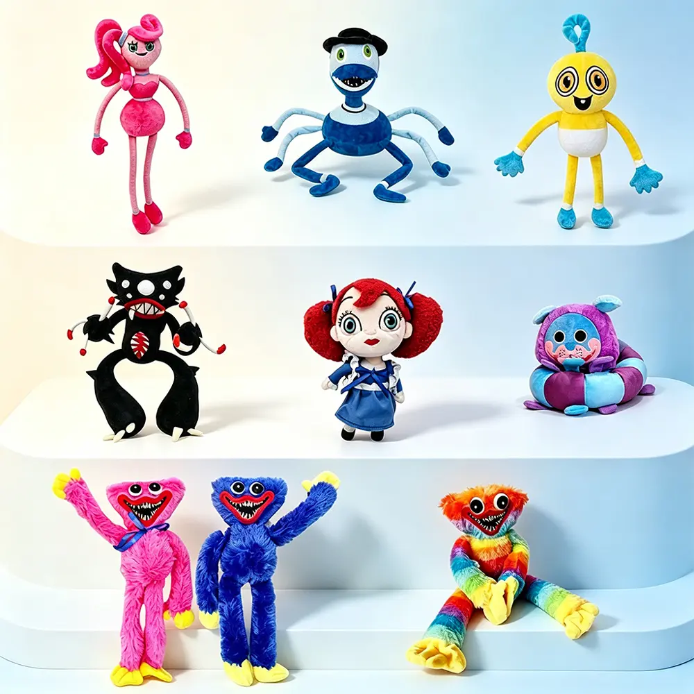 Poppy Playtime Family Plush Toy, Huggy Wuggy, Mommy Long Legs, Daddy Long Legs, Poppy & More Game Character Stuffed Plush Doll, Horror Game Merch Collectible Gift for Fans