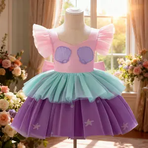 11 Kids Dress For Baby Girls Clothing Short Sleeve Summer Casual Cute Cartoon Printed Unicorn Mermaid Dress Baby Girls Flowers Dress