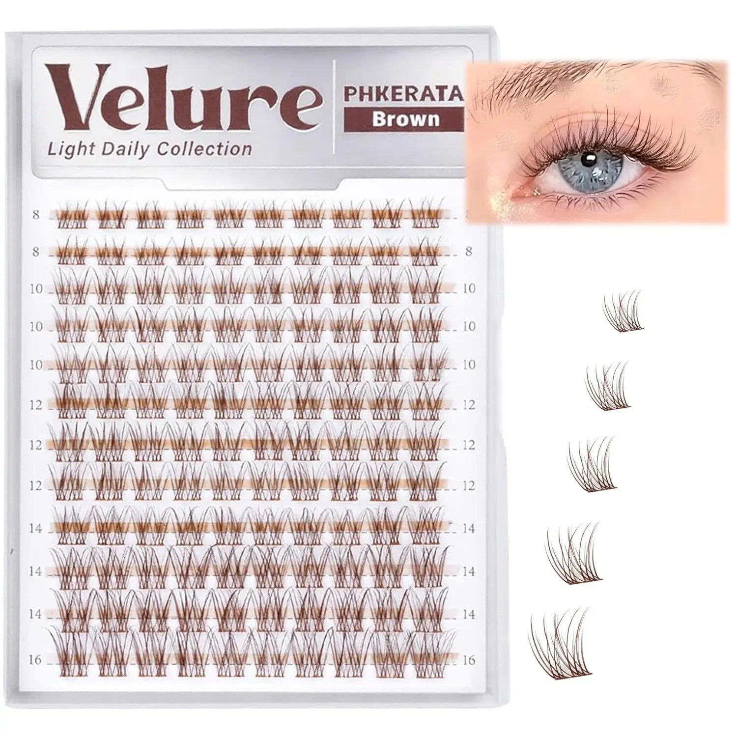 Natural False Eyelashes, Fine C Curl Cluster Lash Extensions, 8-16mm Soft Transparent Strips, 120 Pieces for Elegant Makeup, Cosmetic, Volumized Fake Eyelashes