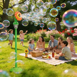Automatic Sunflower Bubble Machine, 90ML Bubble Solution, Multifunction Bubble Maker, Portable Party Toy, Outdoor Entertainment, Birthday Gift, Christmas Toy