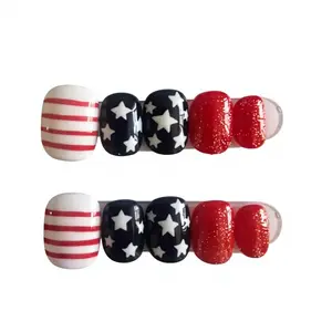 Handmade Glossy Nail Polish, Medium Square Nails, Reusable American Support Color, 10 Pieces, 3m Jelly Glue, Competitive Style