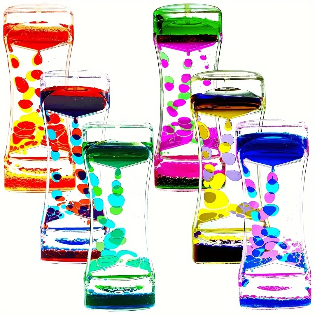 Liquid Dynamic Bubble Timer Set (2-Pack), Hourglass-Shaped Liquid Bubble Sensory Decor, Relaxing Desk Ornament, Stress Relief Gadgets, Party Gift, Sensory Bundle, Sensory Calming Tool