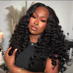 [Wand Curls] STERLY 3 in 1 Half Wig 180% Density Half Wig Human Hair Wig Loose Curls Wig for Women Wear Go Glueless Wigs Seamless Flip Headband Wig Natural Invisible Hairline Drawstring Band Clip in Wig Beginner Friendly Wig