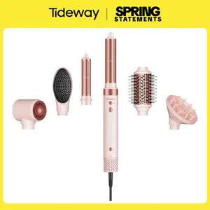 Tideway Prowaver 6 in 1 Hot Air Styler Wrap w/ Ionic Tech, Dual Voltage (100-240V) High-Speed Hair Dryer Brush Auto Wrap Curlers, Volumizing Styling Blower Brush with Travel Bag, Perfect Present for Women Friend Family Gift Christmas New Year Viral