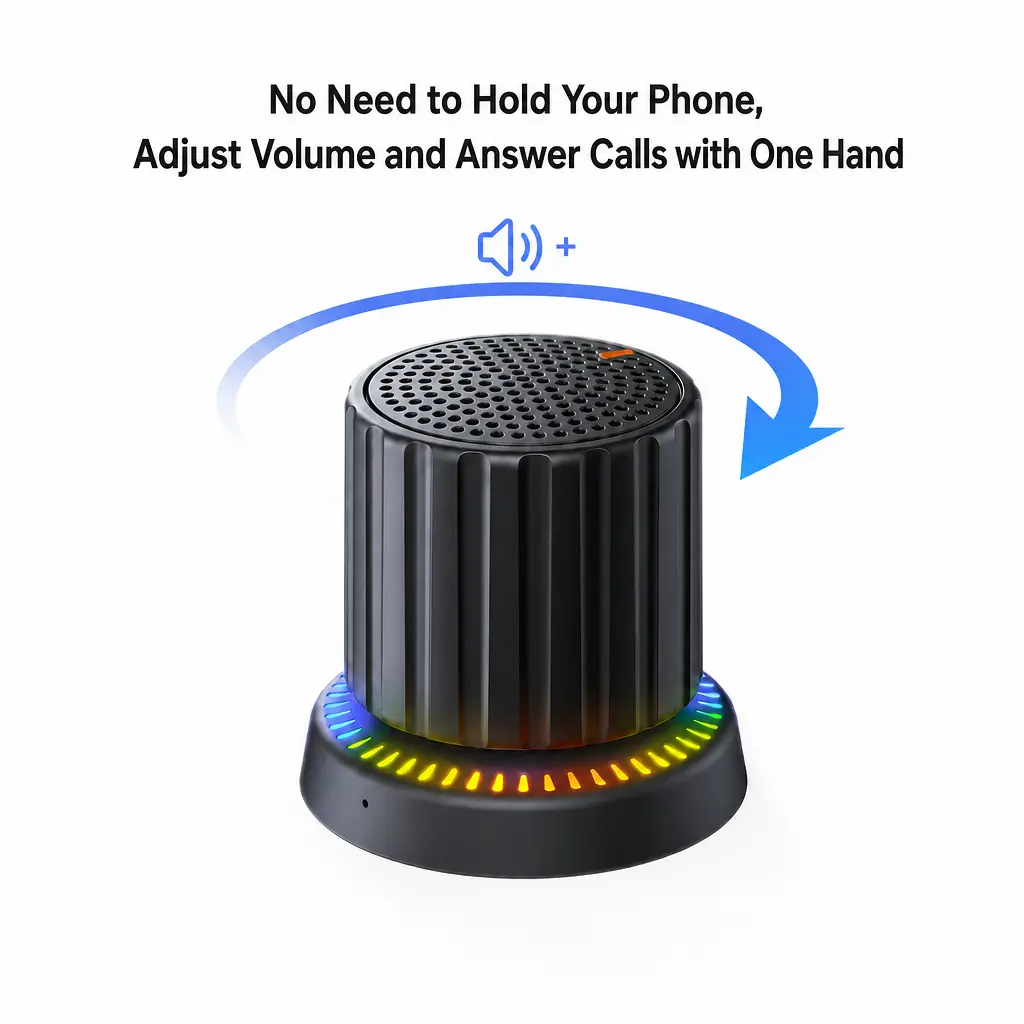 Rotary answering phone wireless Bluetooth speaker, with magnetic design that adheres to walls and metal materials. Water-resistant, suitable for bathrooms, kitchens and outdoors.
