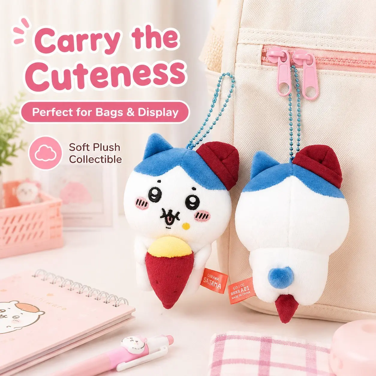 Cute Unisex Chiikawa Saitama Limited Sweet Potato Plush Keychain - Featuring Chiikawa, Hachiware, Usagi