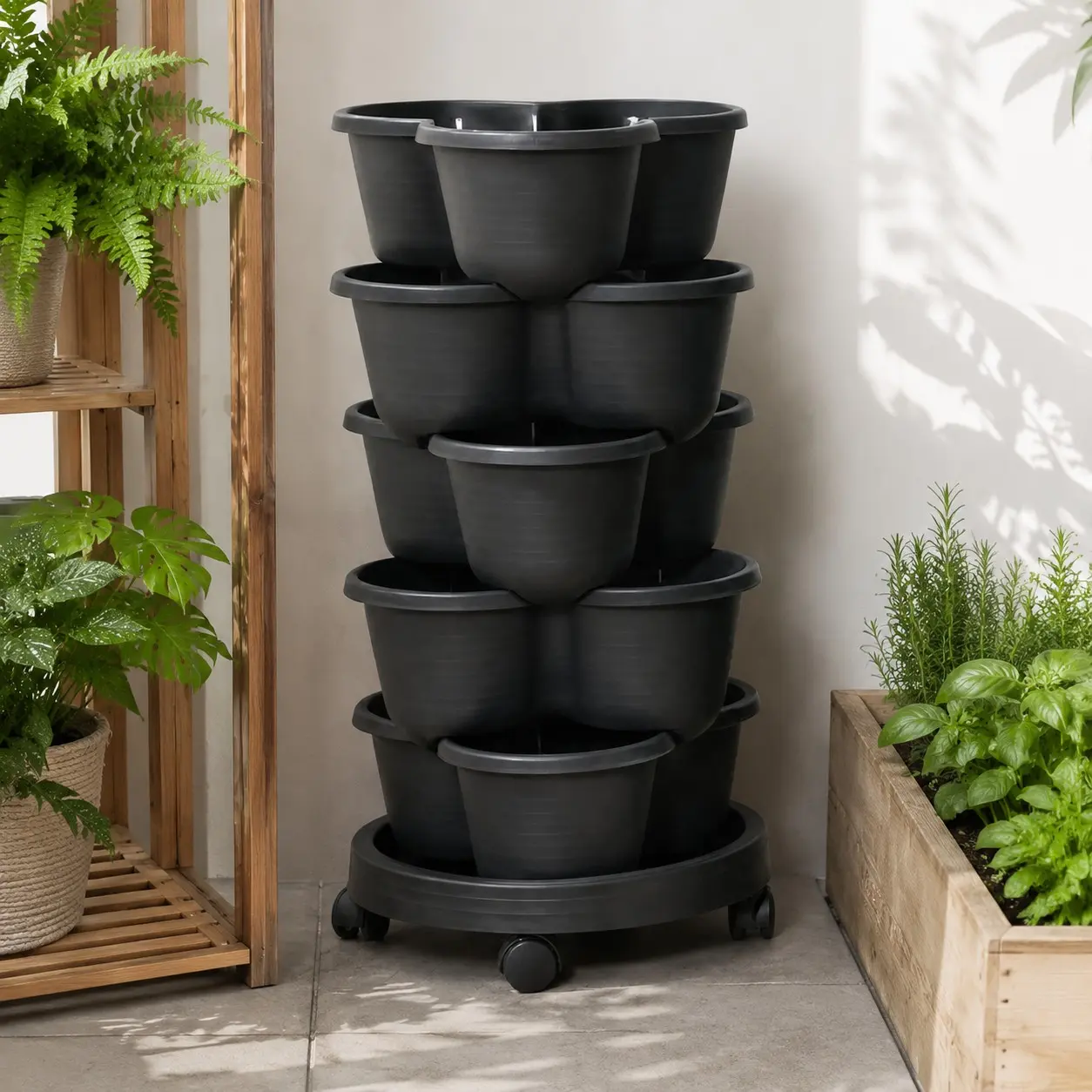 Innovative Vertical Flower Pot, Multi-Layer Stackable Planters, Hangable Mobile Design, Ideal for Strawberries, Vegetables, Flowers, Balcony, Kitchen, Garden