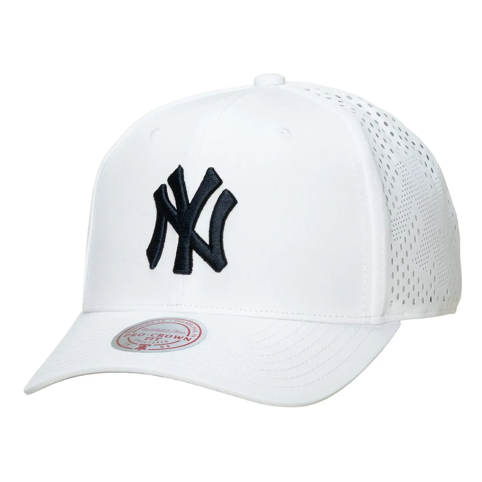 New York Yankees White Perfect Logo Pro Crown Snapback Hat MLB Throwback Cap Adjustable Fan Gear Mitchell & Ness