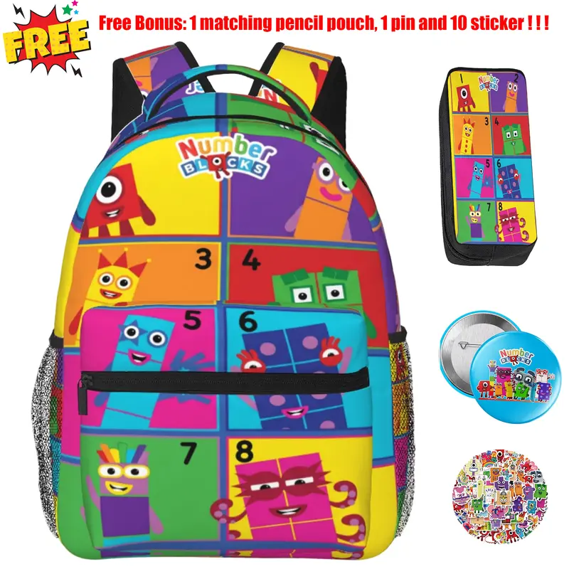 number blocks Backpack number block Shoulder Bag utility number blocks toys Laptop Bagpack for Men Women Bookbag for Work Camping Travel for family and friends commemorative gift