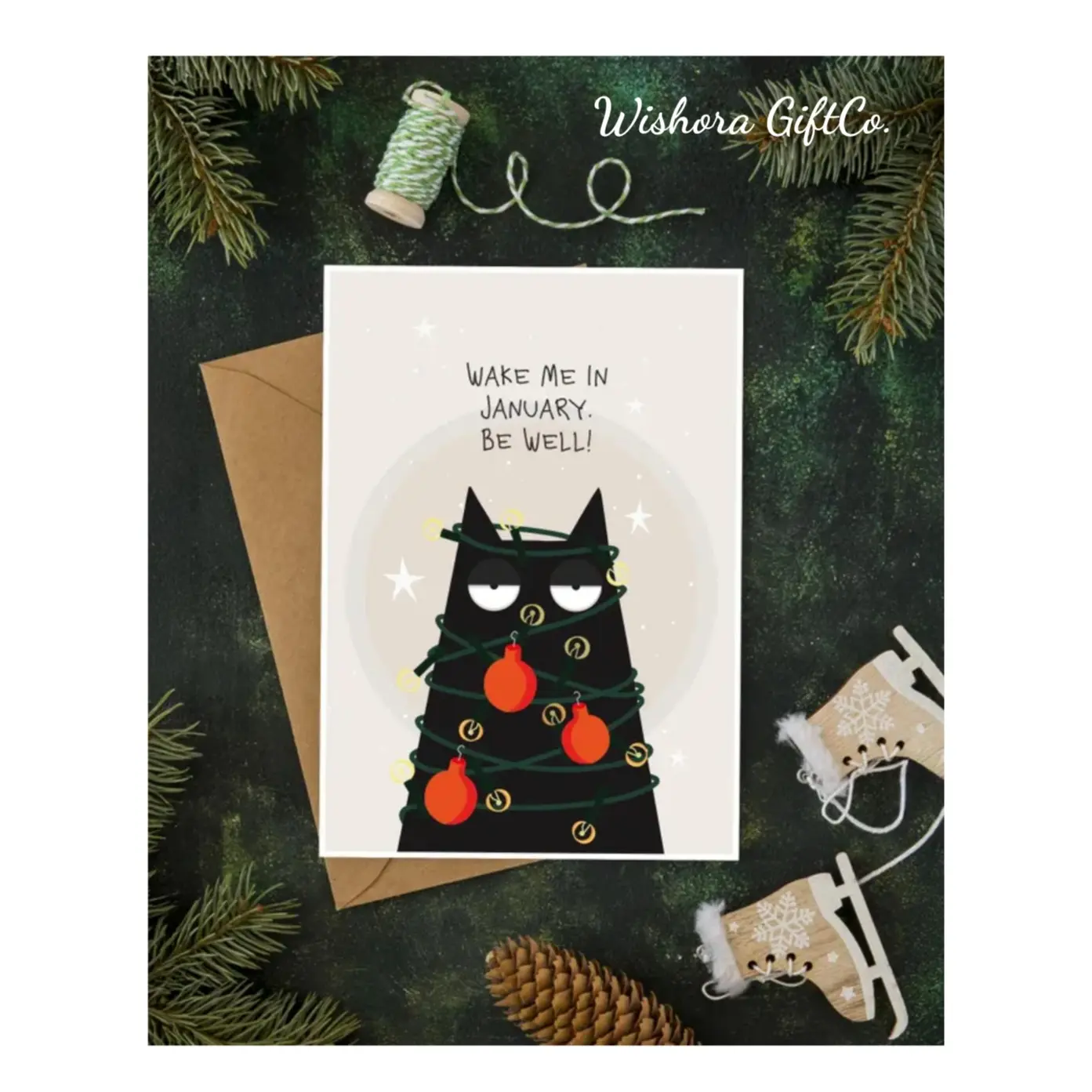 Funny Christmas Cat Greeting Card, Cute Holiday Kitty Card, Merry Christmas Card for Cat Lovers