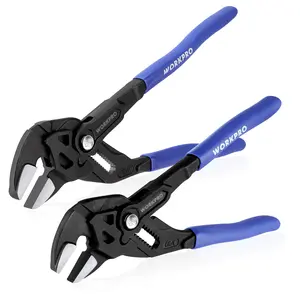 #SpringGlowUp WORKPRO Pliers Wrench Set, 7 & 10-Inch CR-V Construction Wrench Pliers, Adjustable Parallel Smooth Jaw Pliers, Black Finish, Groove Lock Mechanism